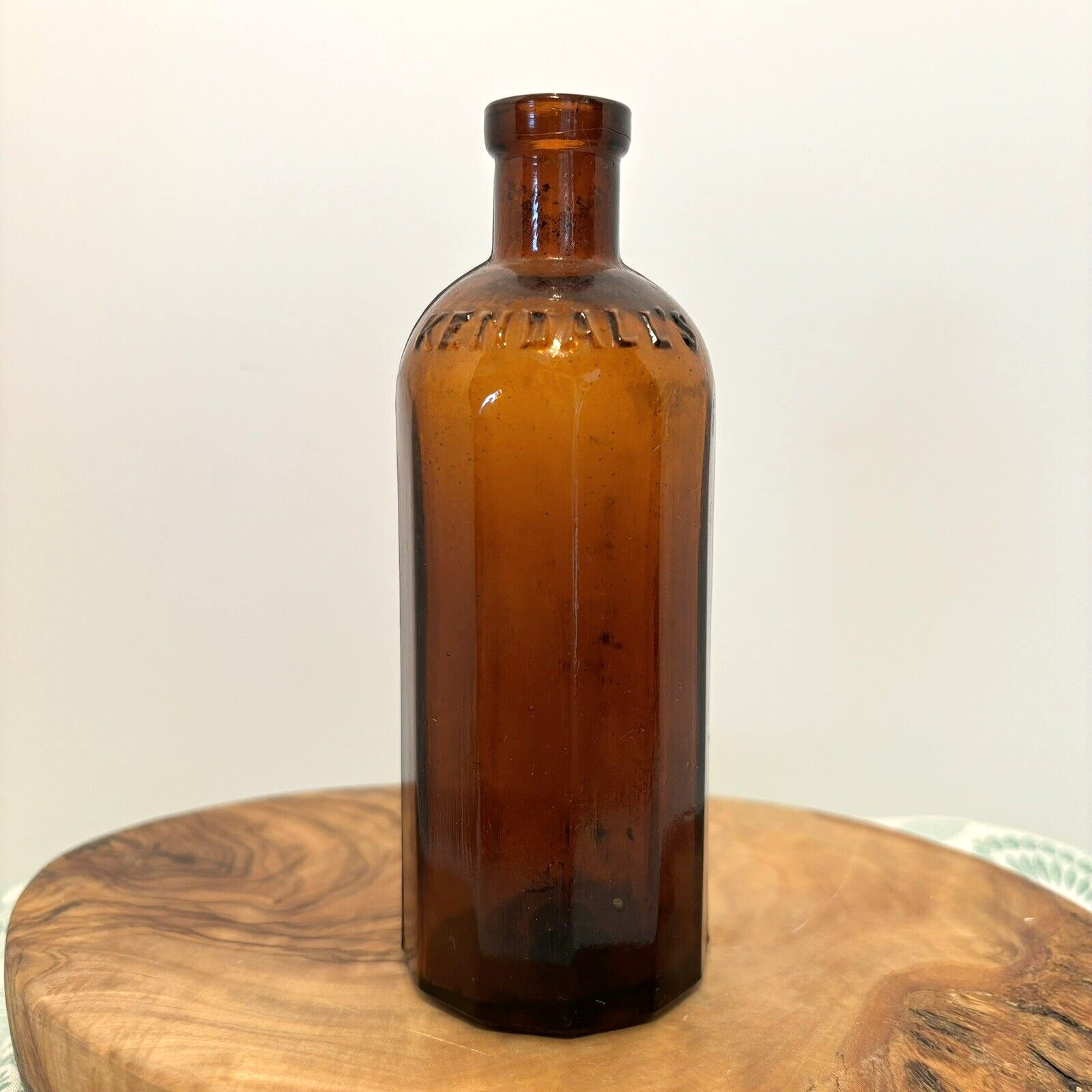Antique Kendall's Spavin Cure Enosburgh Falls Vermont Amber Bottle Hand Blown