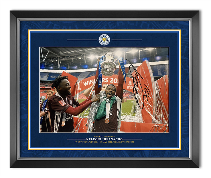 Kelechi Iheanacho Signed 12X8 & Framed Photo Leicester City FA CUP AFTAL COA