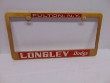 vintage Plastic License Plate Frame Longley Dodge Fulton NY red color 12