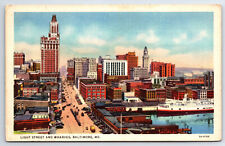 Postcard MD, LIGHT STREET & WHARVES, Baltimore, Maryland, Linen c1940's  MD1 picture