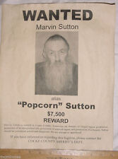 BIG 11 x 14 Marvin 'Popcorn' Sutton Wanted Poster, moonshine, moonshiner picture