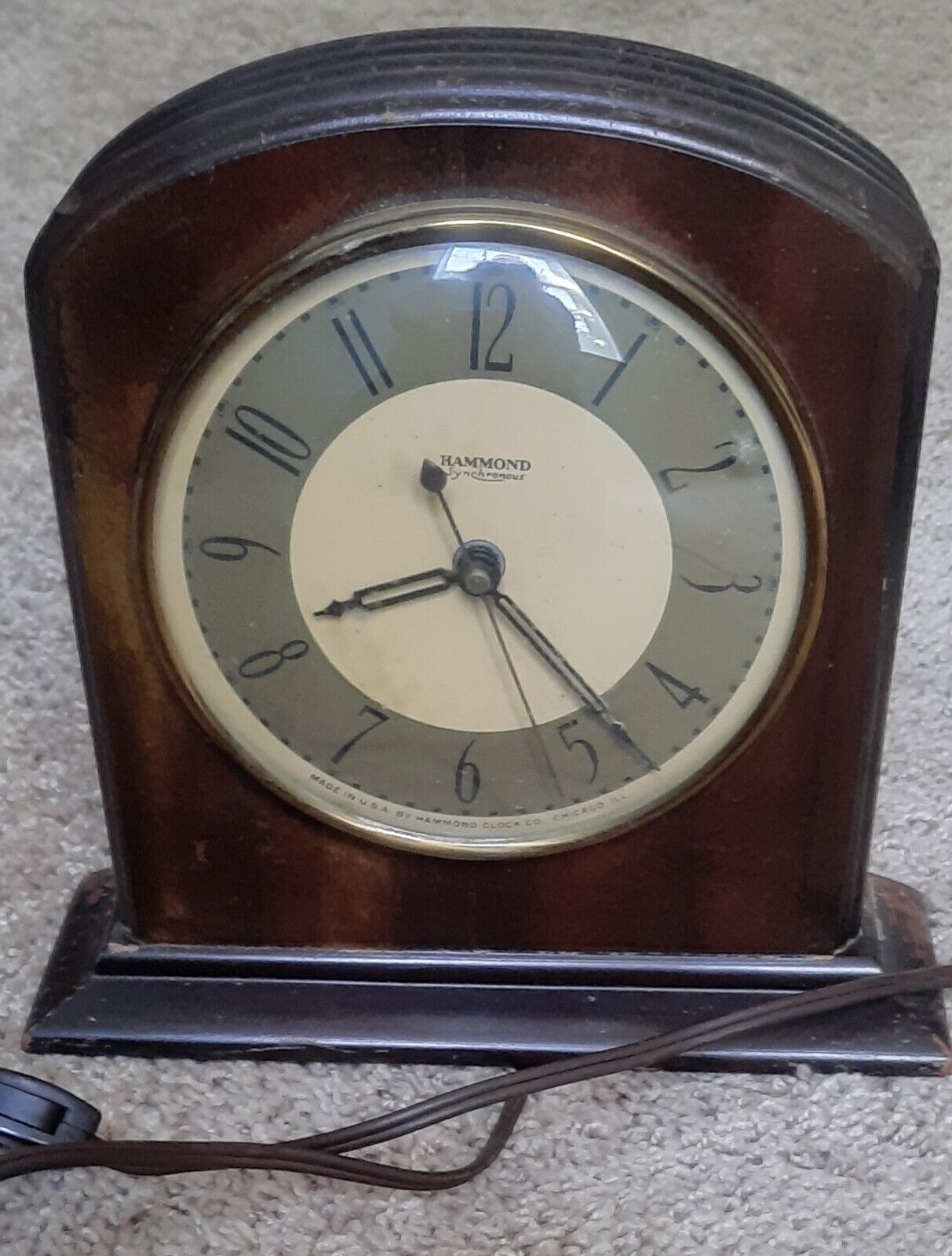 Hammond Synchronous Wood Desk Mantle Clock Mid Century USA VINTAGE Works
