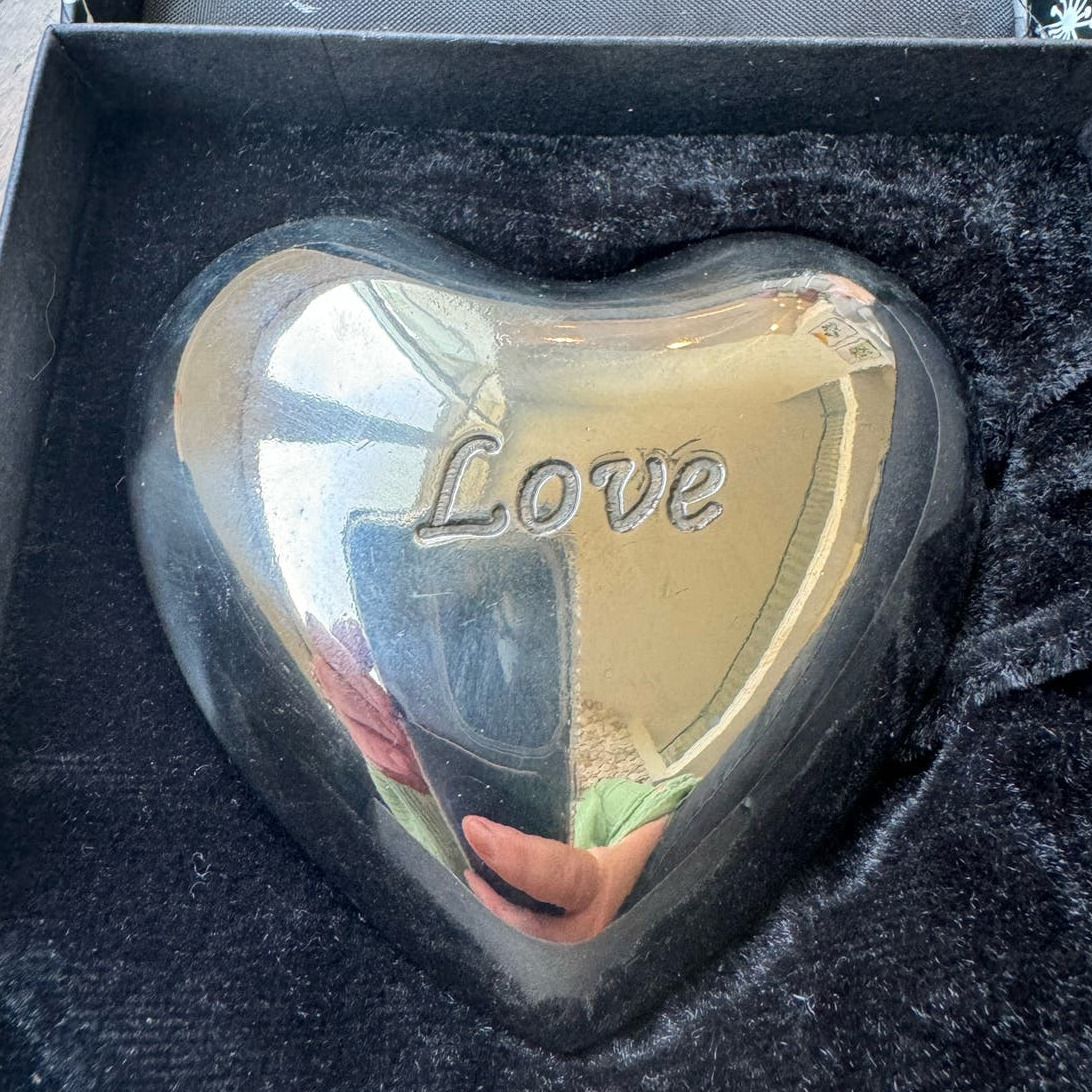 Brighton Love Heart Filled Chime Paperweight Silver Tone Giftbox Jingles
