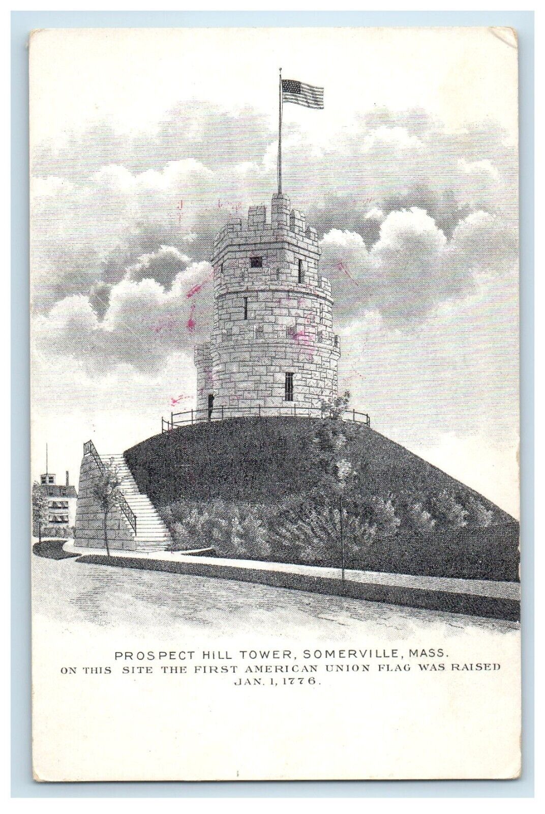 c1910 Prospect Hill Tower Somerville MA Advertising Boston Coffee Postcard