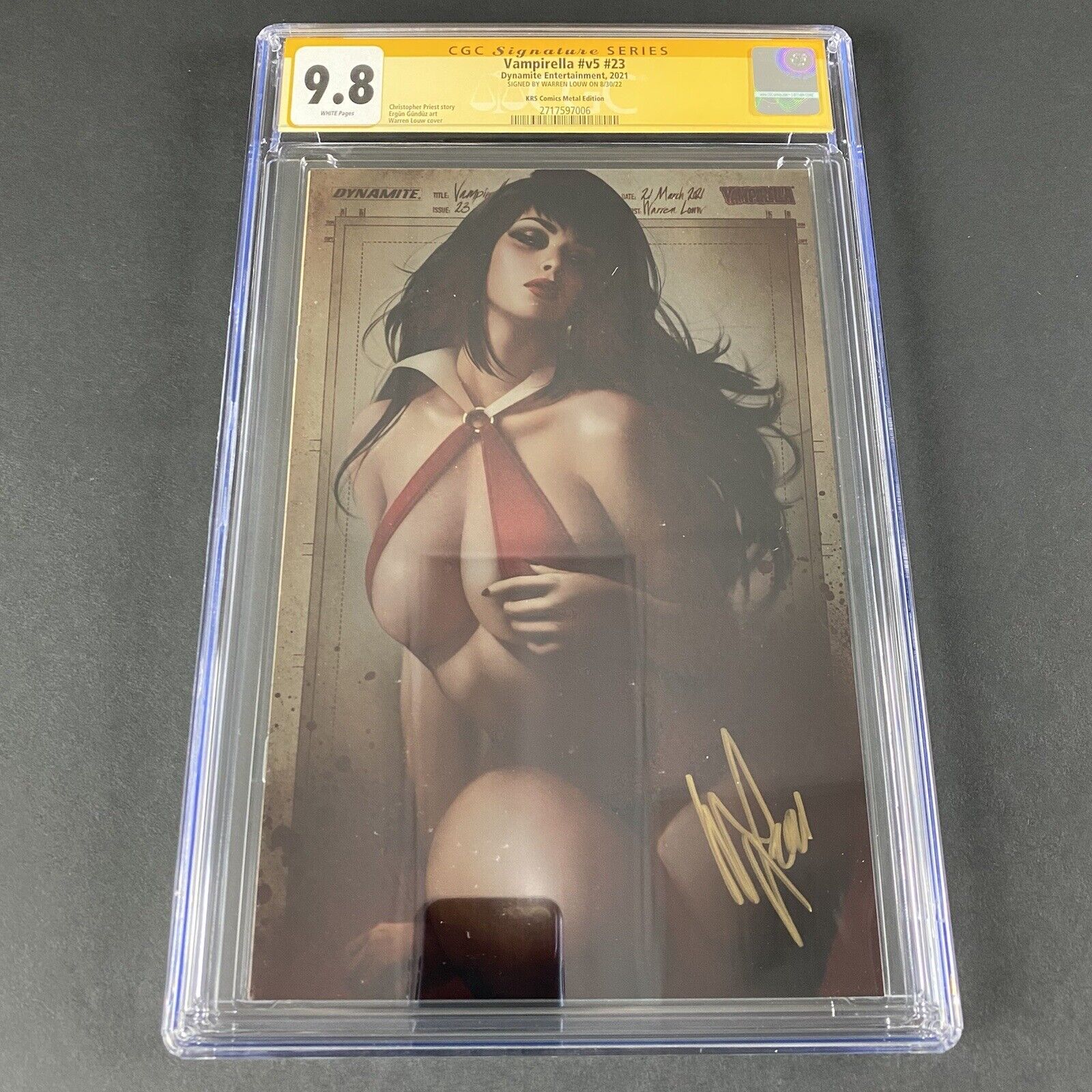 Vampirella 23 CGC 9.8 Metal Variant Signed By Warren Louw Limited To 75