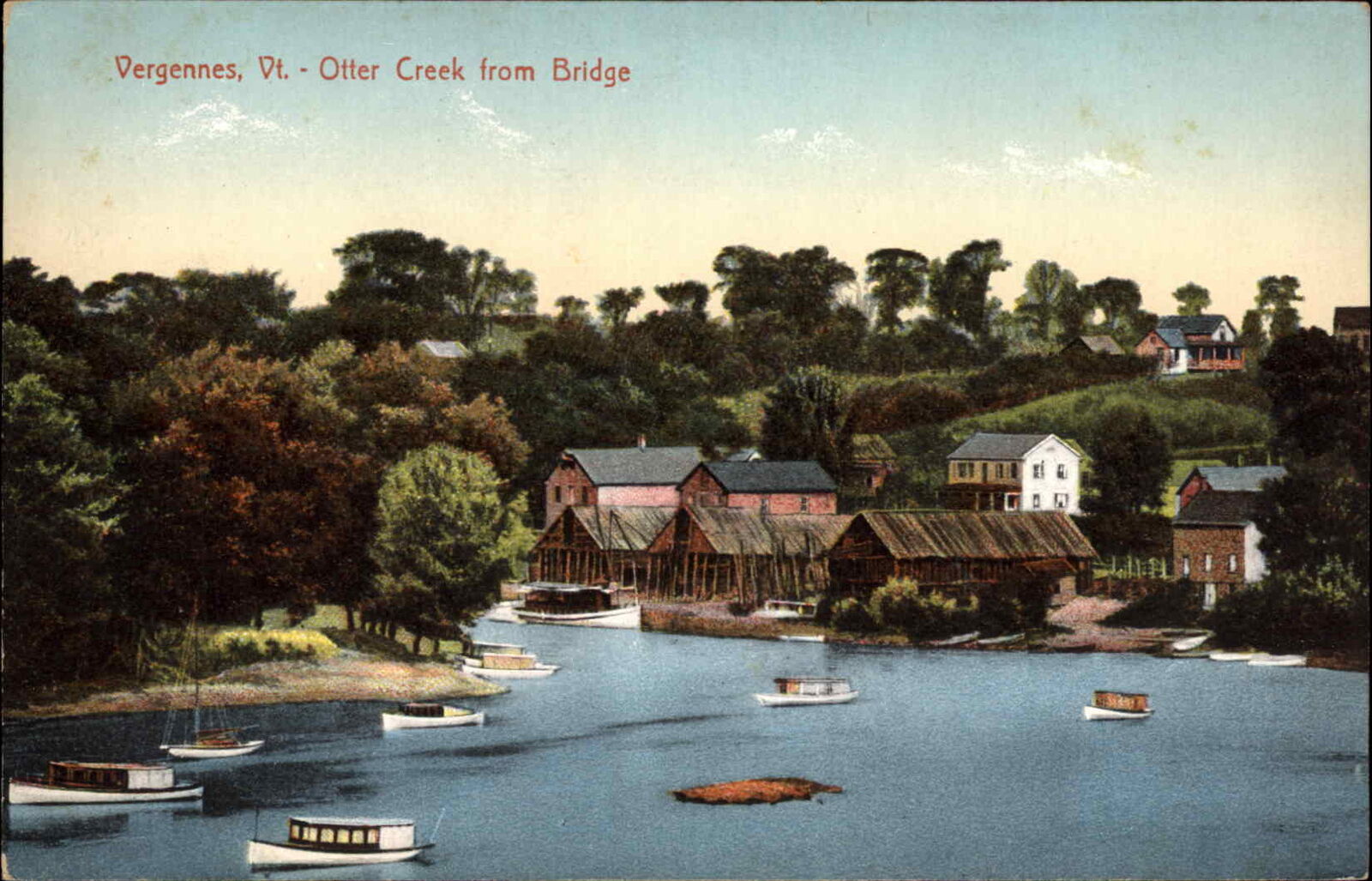Vergennes VT Otter Creek c1910 Postcard