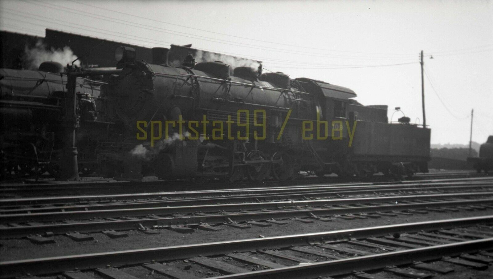 1948 RUT Rutland 0-8-0 Locomotive #109 @ Alburgh VT - Vintage Railroad Negative