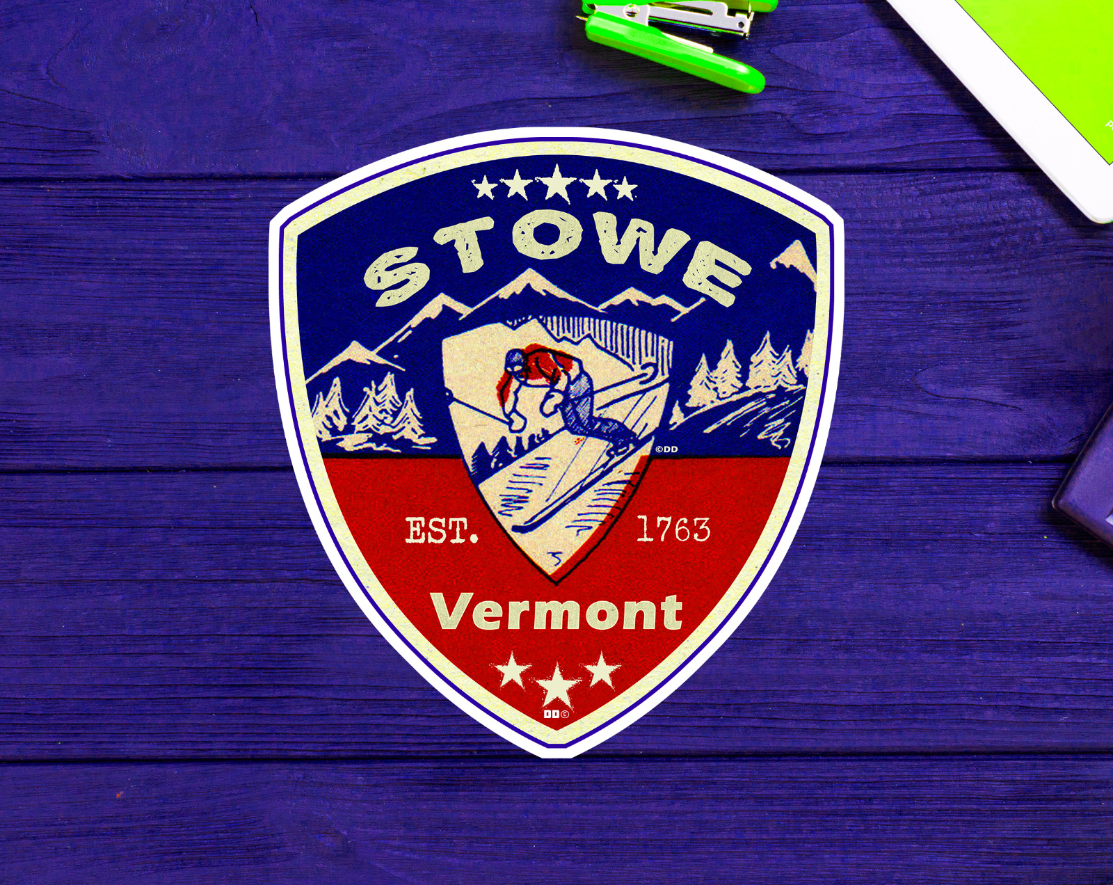 Stowe Vermont Decal Sticker Skiing Ski Mountain 3.25\