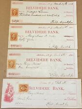 1866 Belvidere NJ, Bank (4) Checks & Stamps, Warren County picture