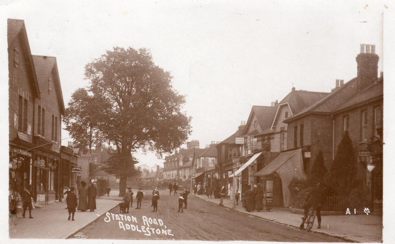 Station Road Addlestone Post Office Shop Nr Chertsey Weybridge  RP old pc 1912
