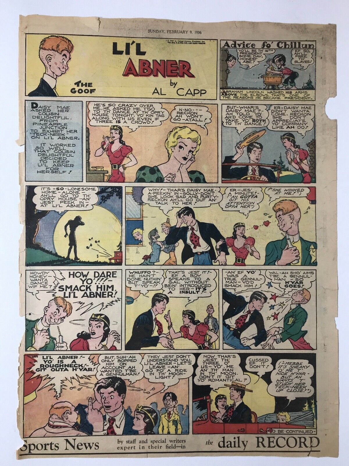 Li\'l Abner, Al Capp, 1936-38 Color Sundays, 16 Pages