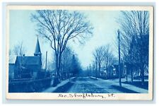 c1910's Main Street View Cyanotype Shaftsbury Vermont VT RPPC Photo Postcard picture