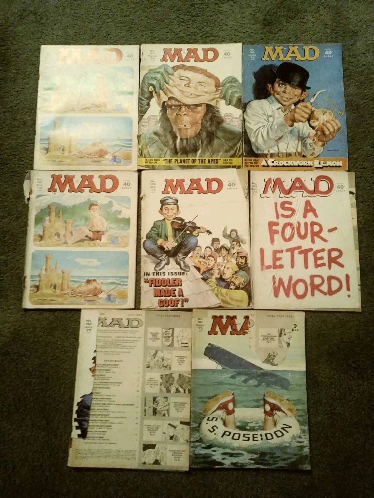 Lot of  Vintage  MAD MAGAZINE Paperback Books  YEAR 1973 LOT of 8