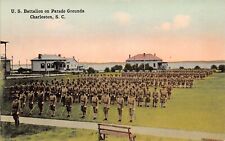 U.S. Army Battalion On Parade Grounds, Charleston, S.C., Early Postcard, Unused  picture