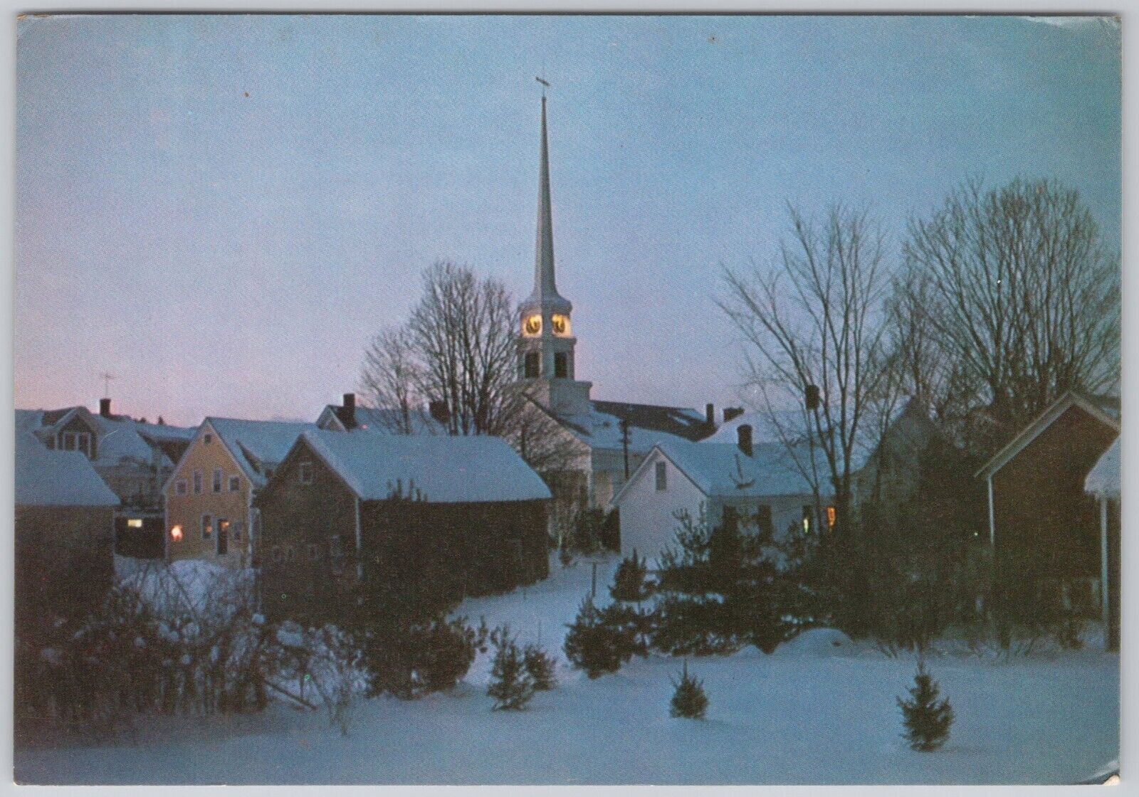 Stowe, Vermont Vintage Postcard, Twilight Time
