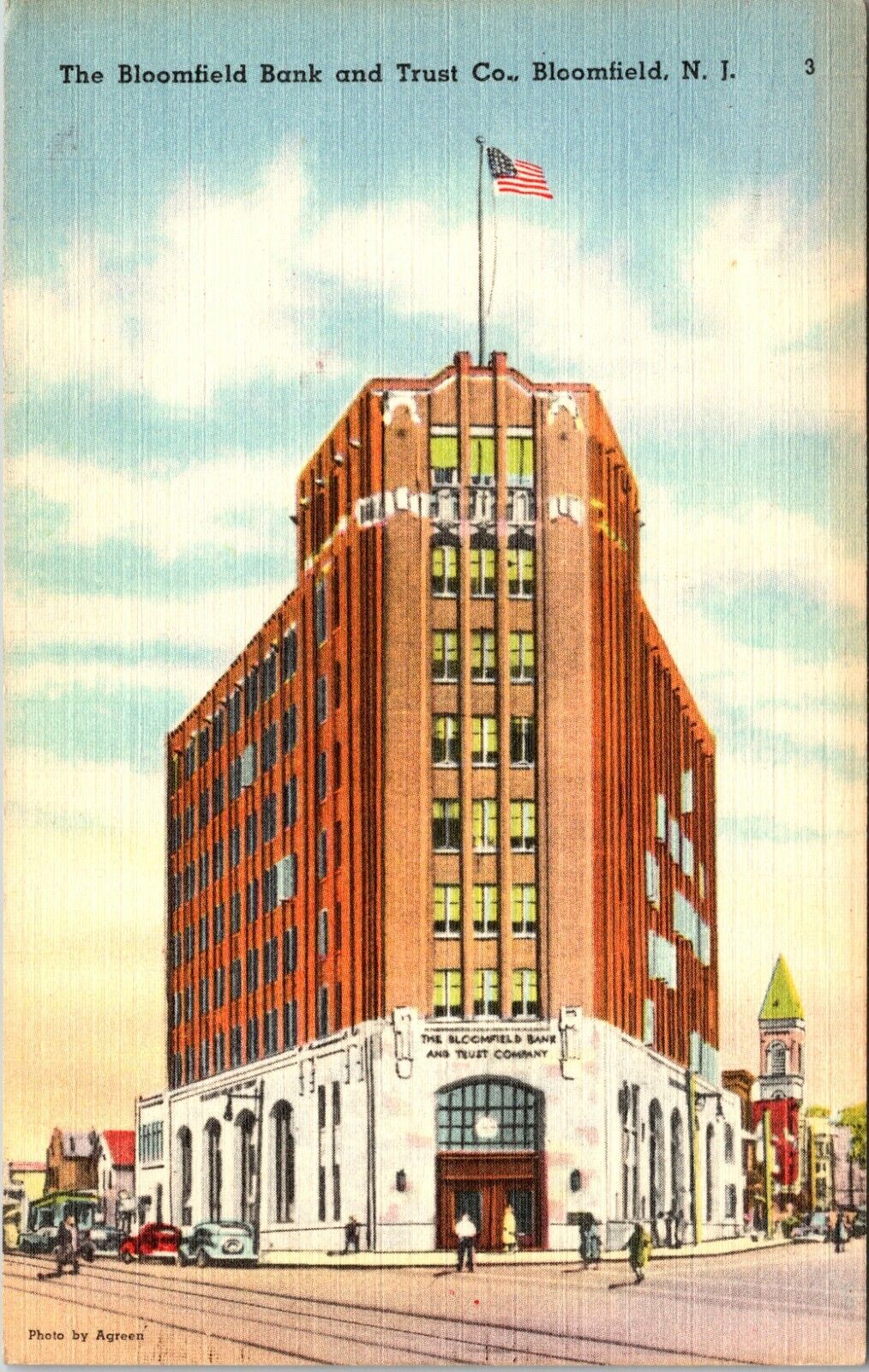 The Bloomfield Bank & Trust Co Building Bloomfield New Jersey Vintage Postcard 