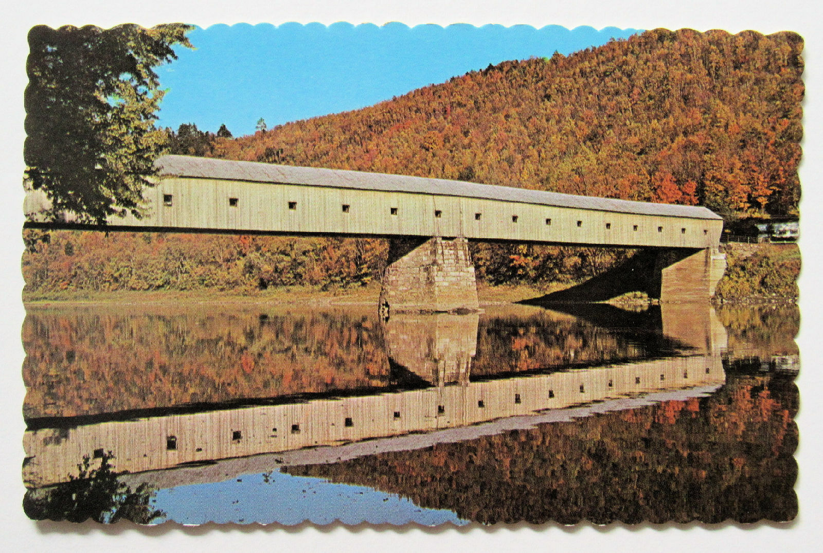 Windsor Cornish Covered Bridge Vermont Postcard Chrome