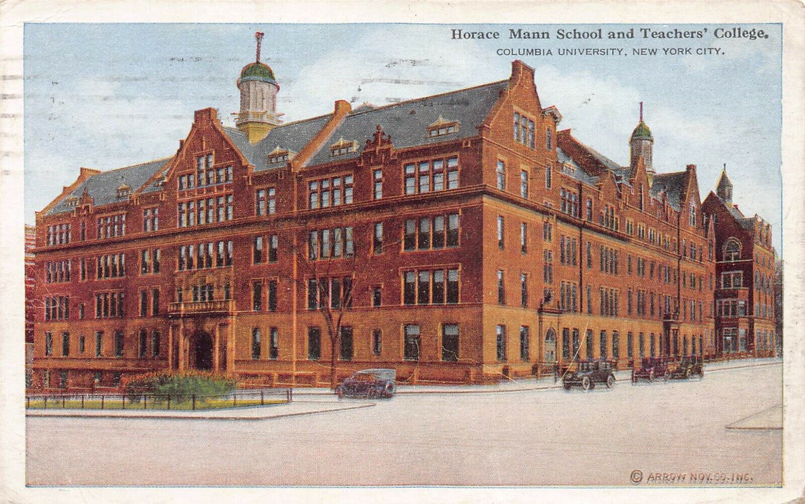 Horace Mann School and Teachers' College, Early Postcard, Used in 1924