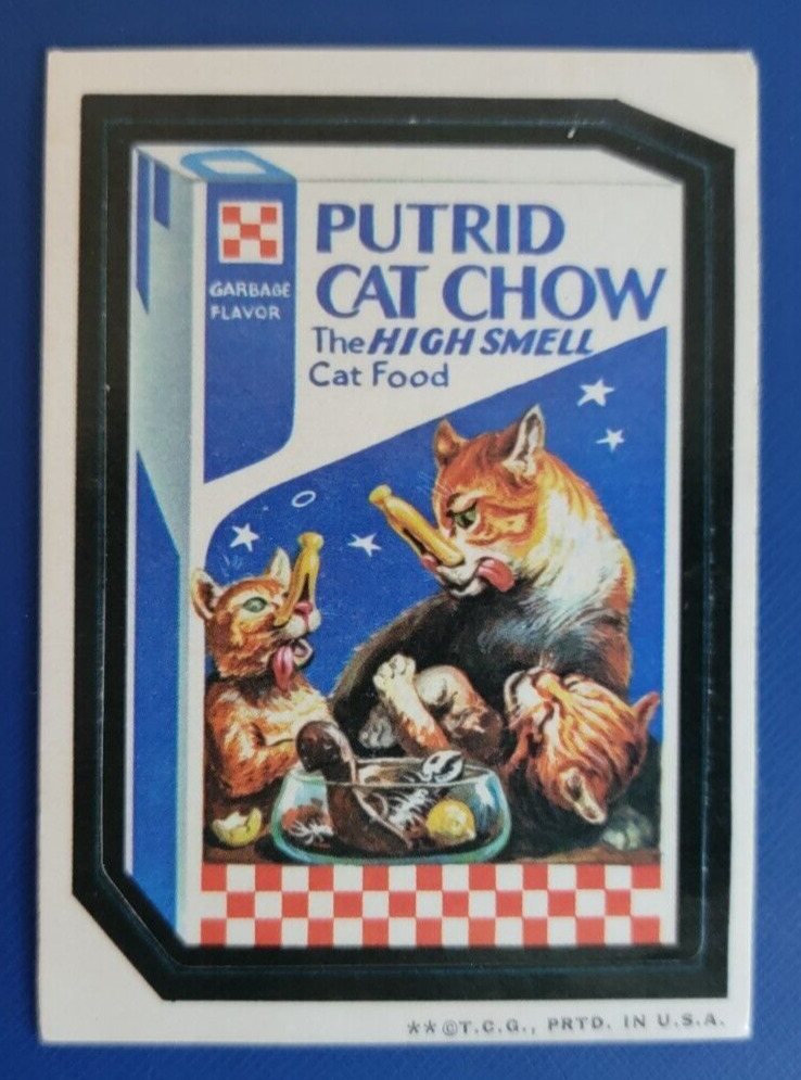 73 WACKY PACKAGES SERIES 2 WHITE BACK PUTRID CAT CHOW  @@ RED LUDLOW @@