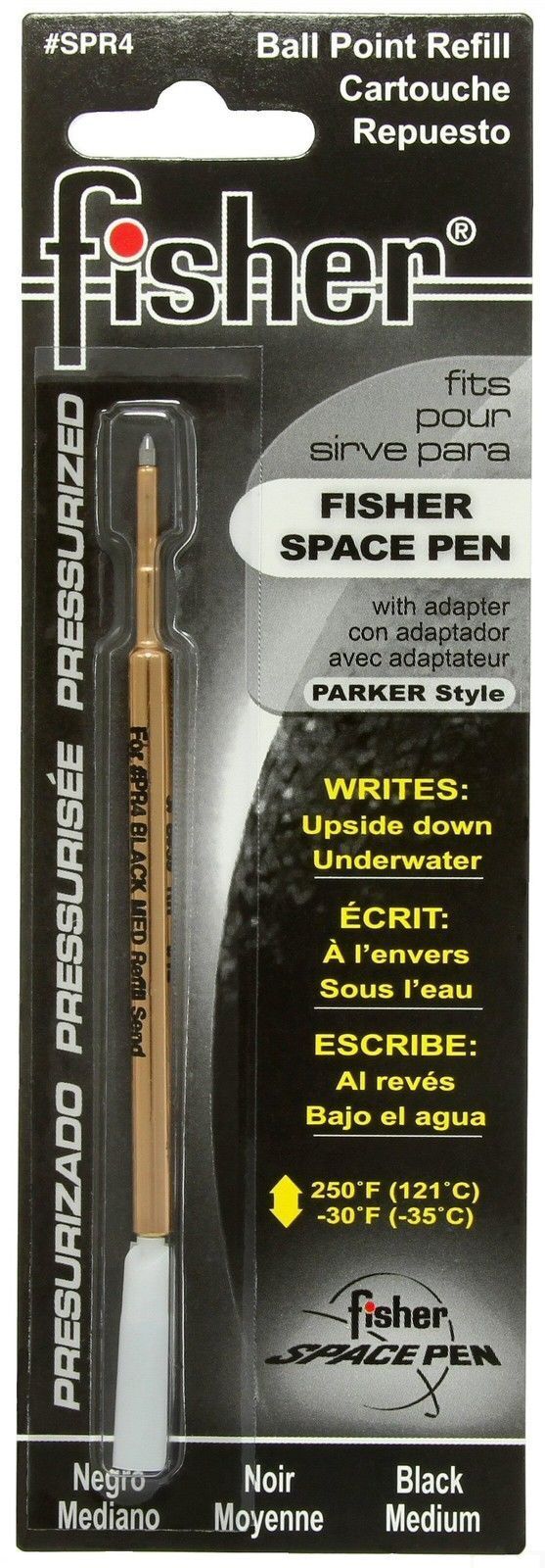 Fisher Space Pen - Refills - SPR4 Pressurized Cartridge - Black Ink - Medium