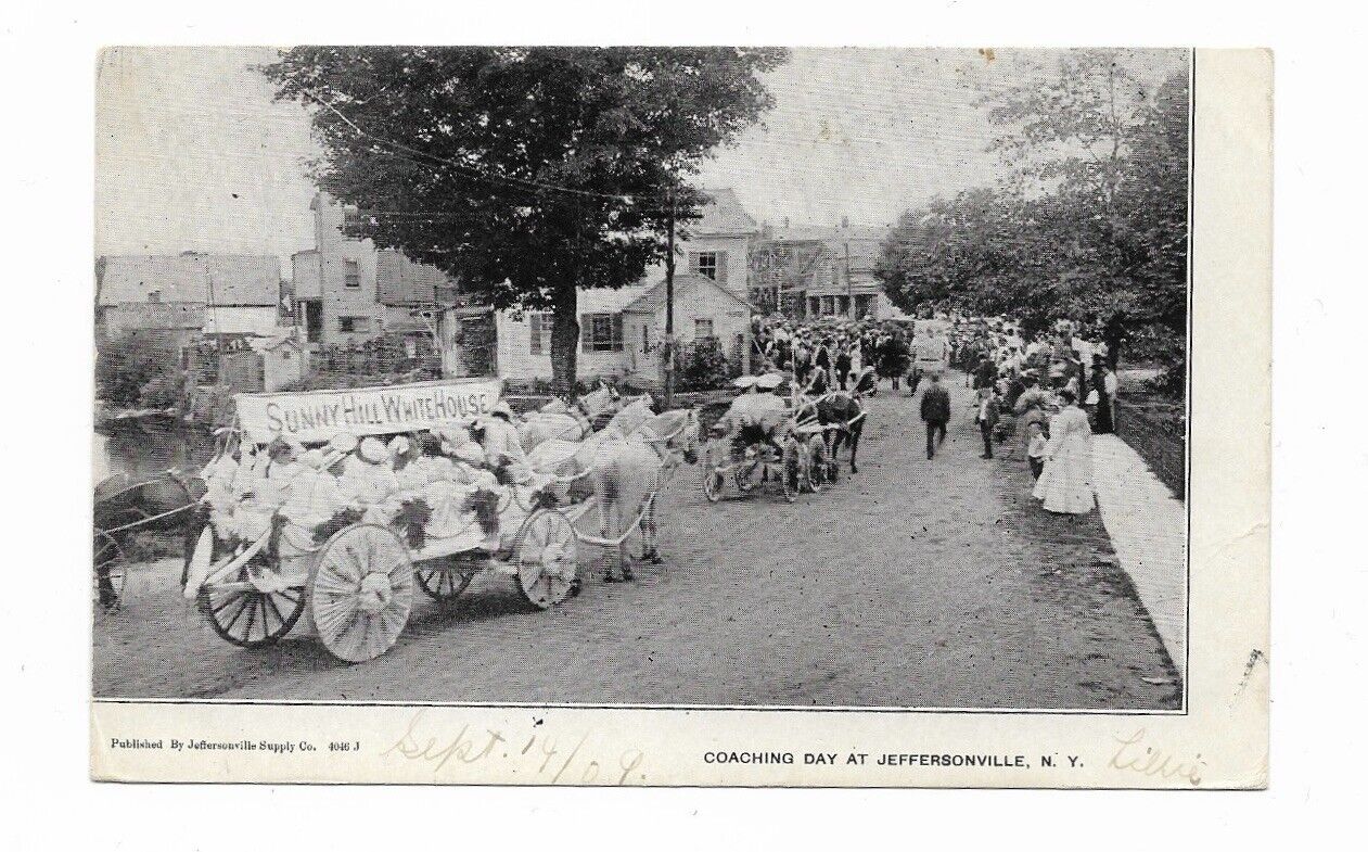 Postcard Coaching Day Parade at Jeffersonville New York Vintage Posted RPPC