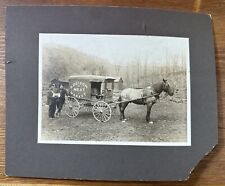 Antique 1890s Cabinet Card Photograph Addison Meat Market 8x10 Horse Drawn Cart picture