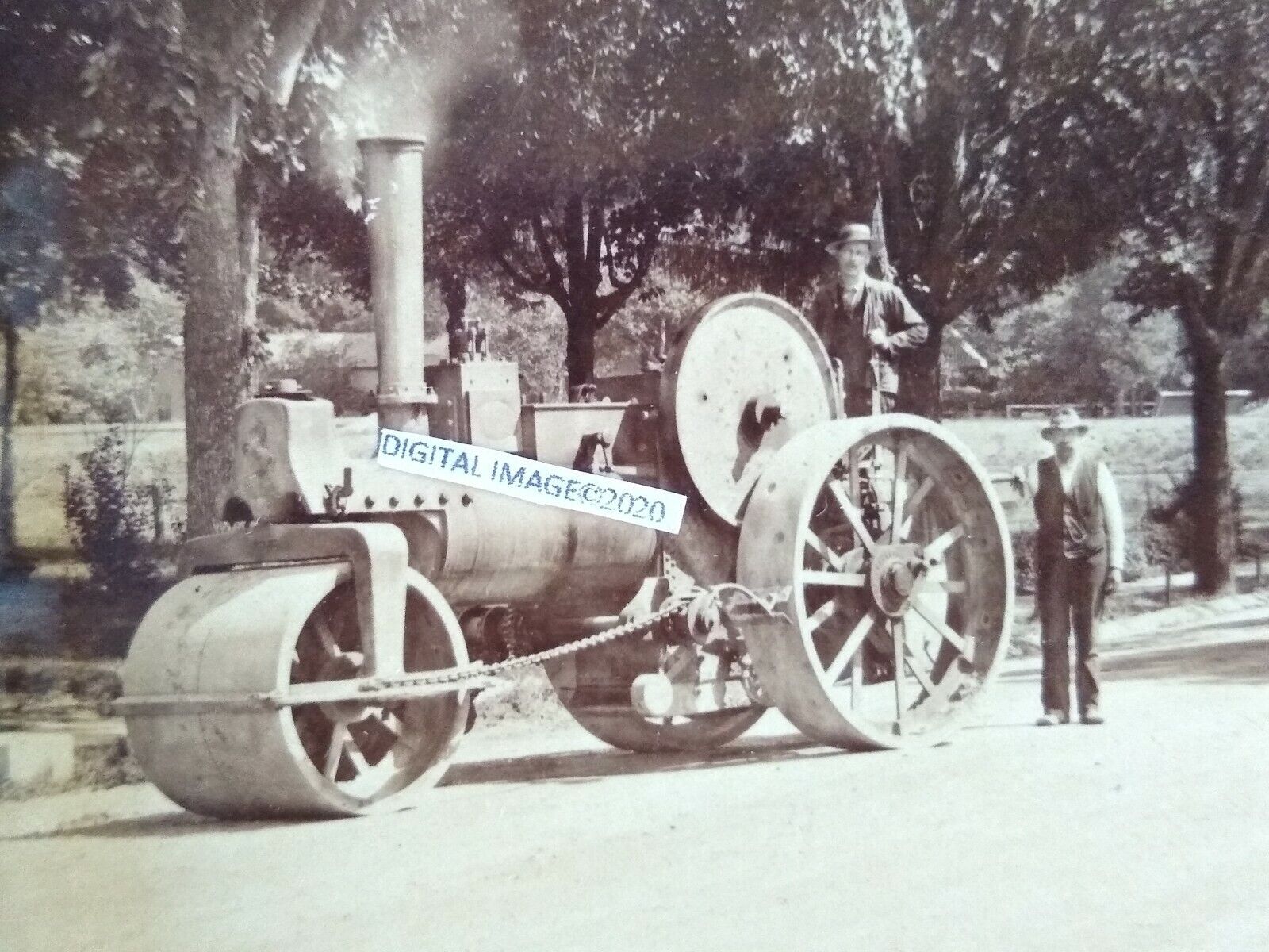 Large ALBUMEN Photograph/STEAMROLLER by CHELSEA Parade/NORWICH CT/c1880s