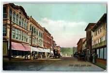 1911 Main Street Horse Buggy Stores Railroad View Derby Connecticut CT Postcard picture