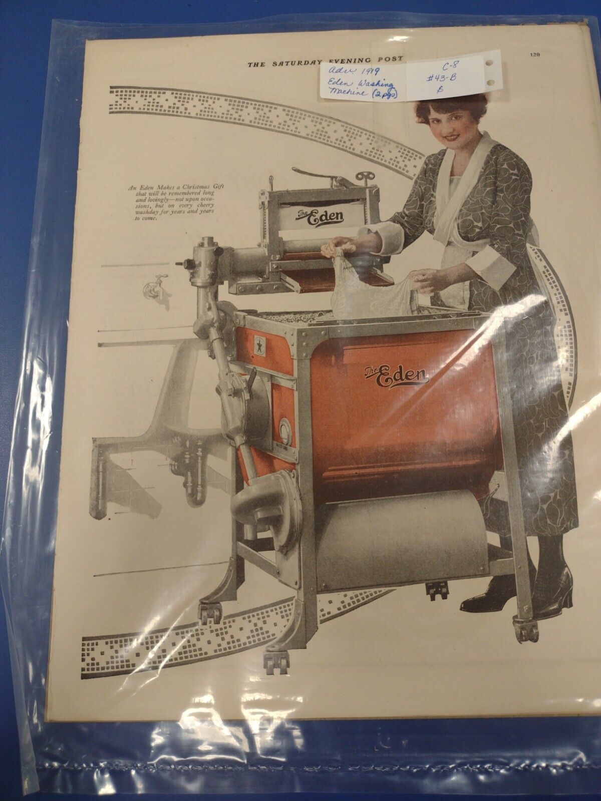 Rare 1919 Eden Washing Machine Saturday Evening Post Vintage Print Magazine Ad