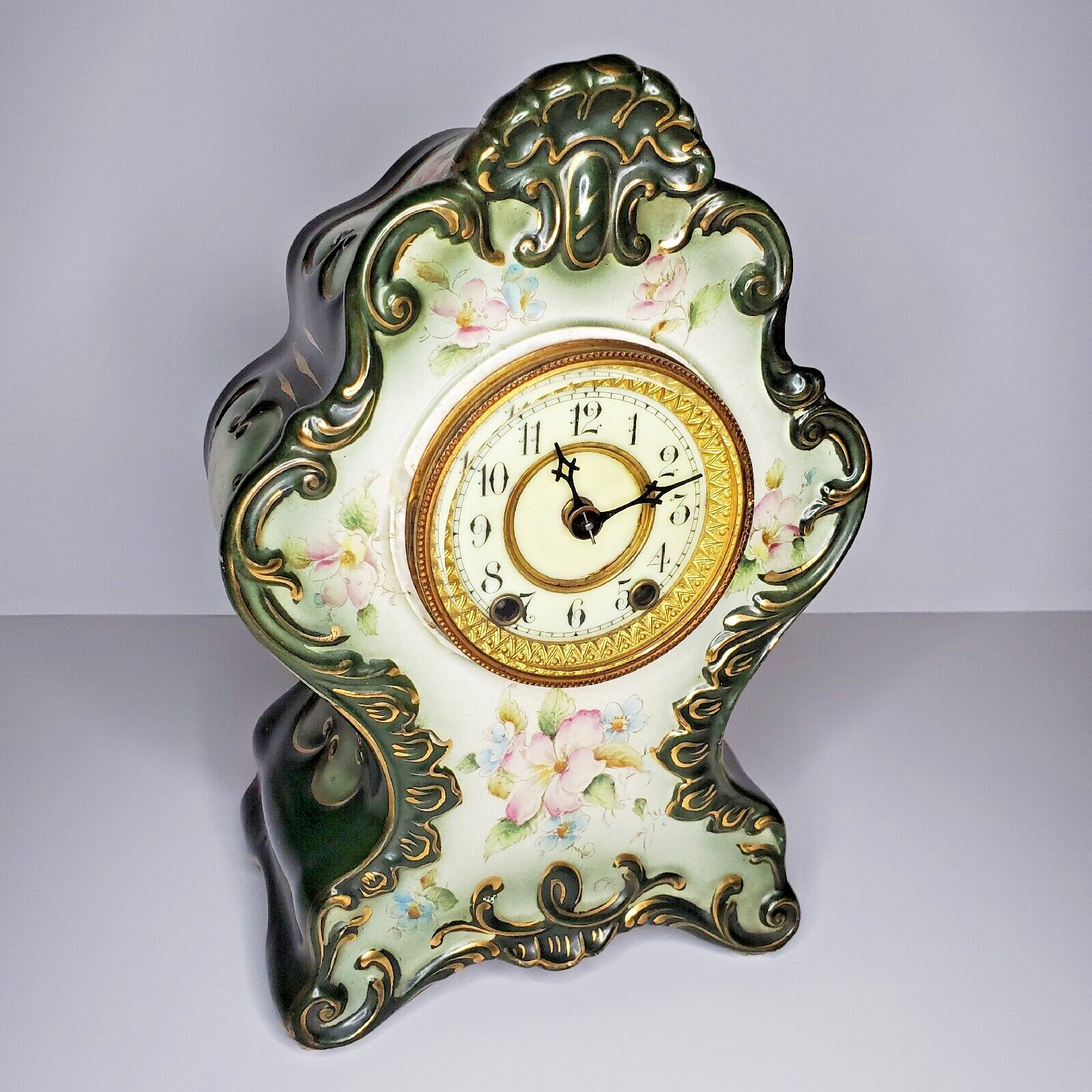 Antique Waterbury Porcelain Mantel Clock 1891 Parlor No. 90 w/ Original Label
