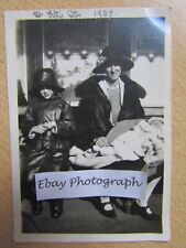 Old B&W Photograph St Erths Station Cornwall 1927 Mother Children Raincoats picture