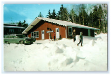 1967 Postcard Killington Basin Ski Shop Vermont Snow People Station Wagon Car picture