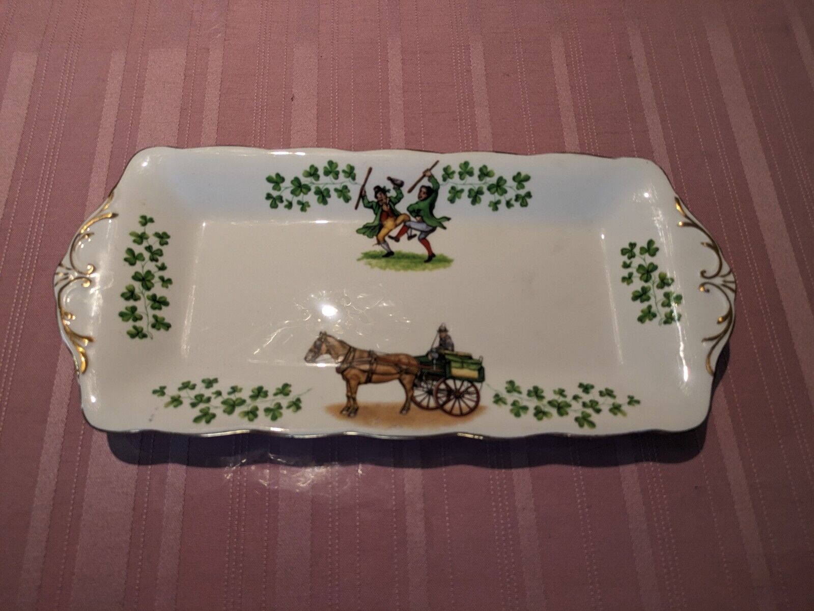 Royal Standard Emerald Isle rectangular dish, vintage English bone china Saucer