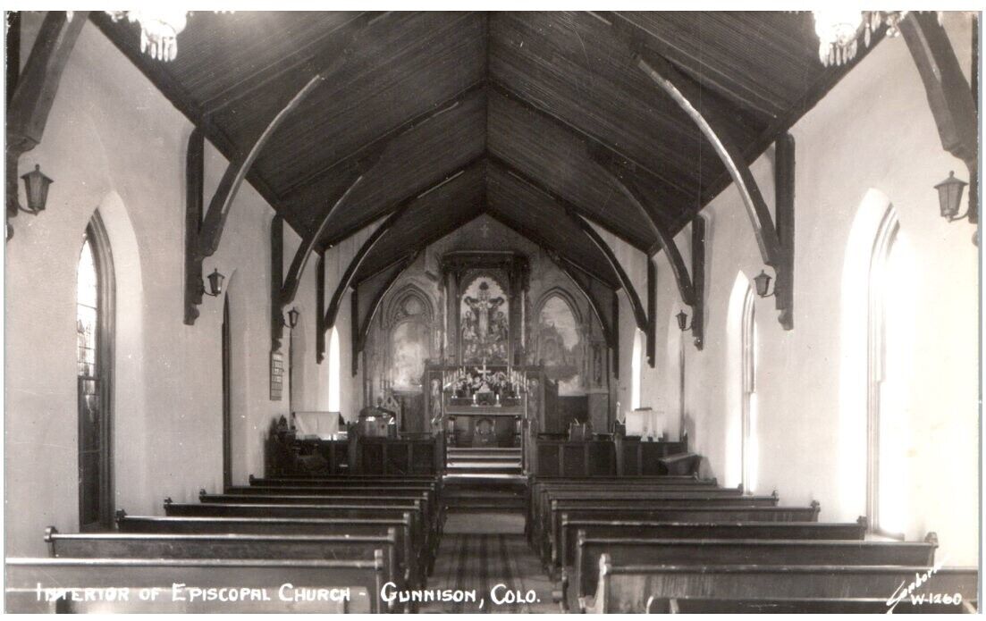RPPC Gunnison, CO Postcard - Interior of Episcopal Church - Sanborn
