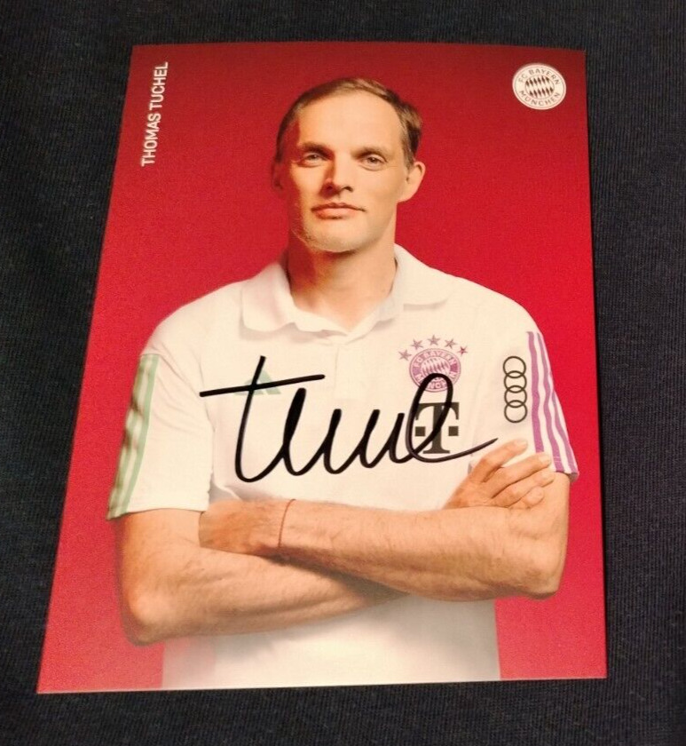 AUTOGRAPH THOMAS TUCHEL HAND SIGNED OFFICIAL CLUB CARD FC BAYERN 2023/24 CHELSEA