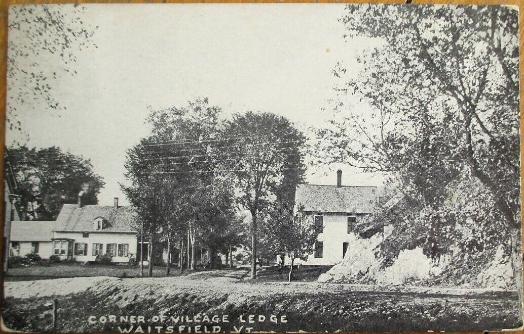 Waitsfield, VT 1921 Postcard: Corner of Village Ledge - Vermont