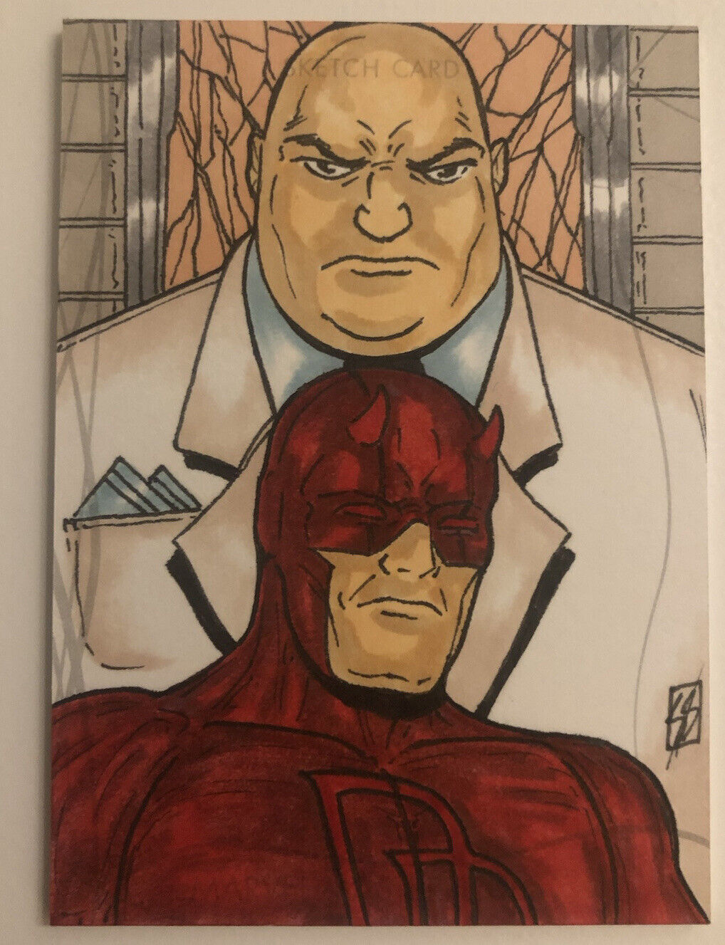 2020 Marvel Masterpieces Sketch Card - Daredevil & Kingpin by Sean Stannard