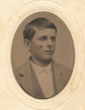 Antique 1874 Tintype Photo Young Man Boy & Dr. Jayne's Family Medicine Bottle Ad picture