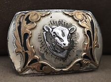 Super Rare Old Vintage Western American COMSTOCK Silver Cow Cattle Belt Buckle picture