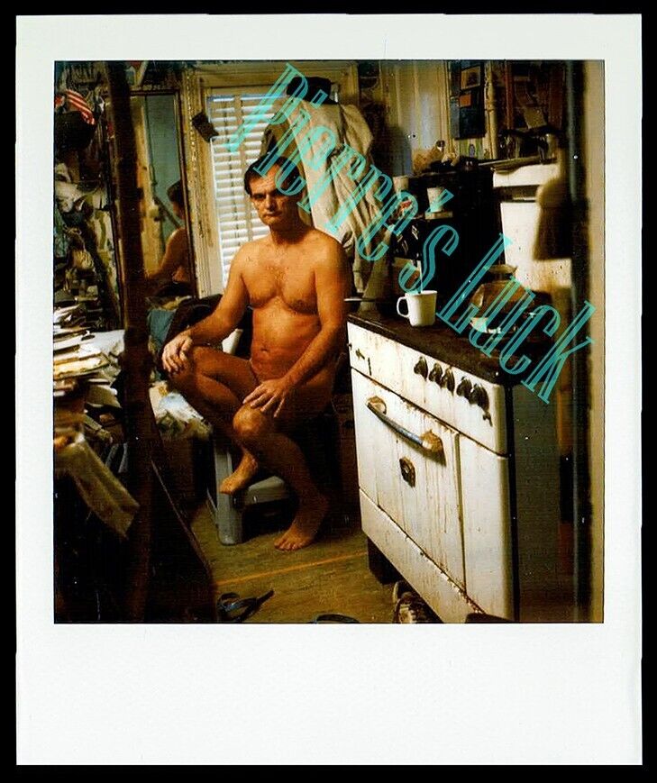 Unusual Polaroid of Nude Man in Cluttered Apartment Kitchen - GAY INTEREST
