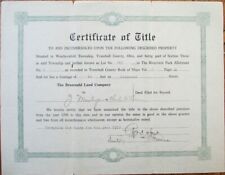 Weathersfield, Trumbull County, Ohio OH 1917 Real Estate Title Certificatre/Deed picture