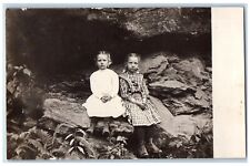 1909 Candid Cute Children Girls Bows Dresses  Readsboro VT RPPC Photo Postcard picture