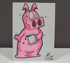 🐷 Original Cartoon Sketch Card RUPERT PLINKERTON 1/1 ACEO PSC ATC Junk.Food.Art picture