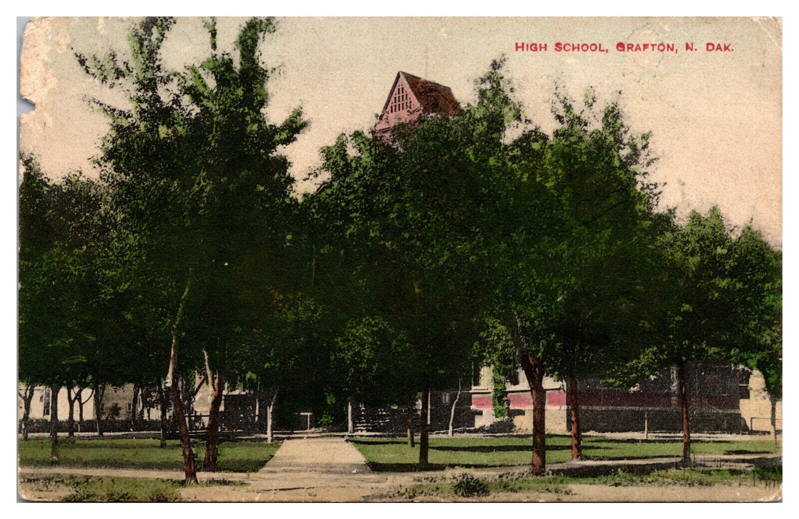 1911 High School, Grafton, ND Postcard