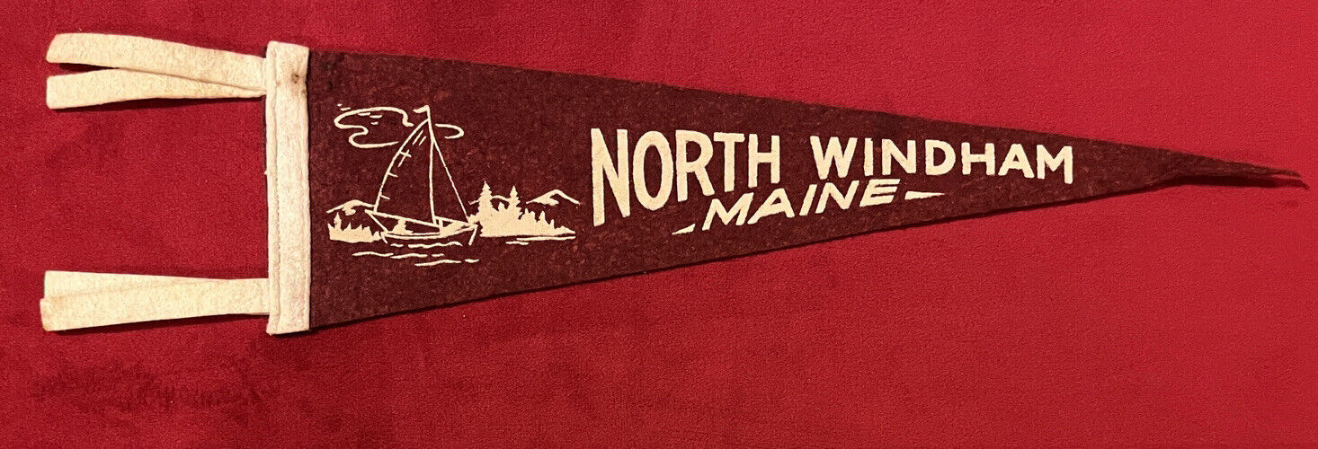 Vintage North Windham Maine 11.5 Inch Pennant Sailboat Graphic
