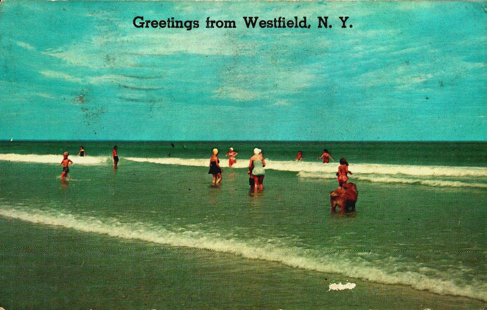 Postcard New York Westfield Beach Scene Chrome Era c. 1965