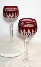 Pair of (2) Waterford Crystal Ruby Red Clarendon Wine Hock Glasses 8”. NWOT. picture