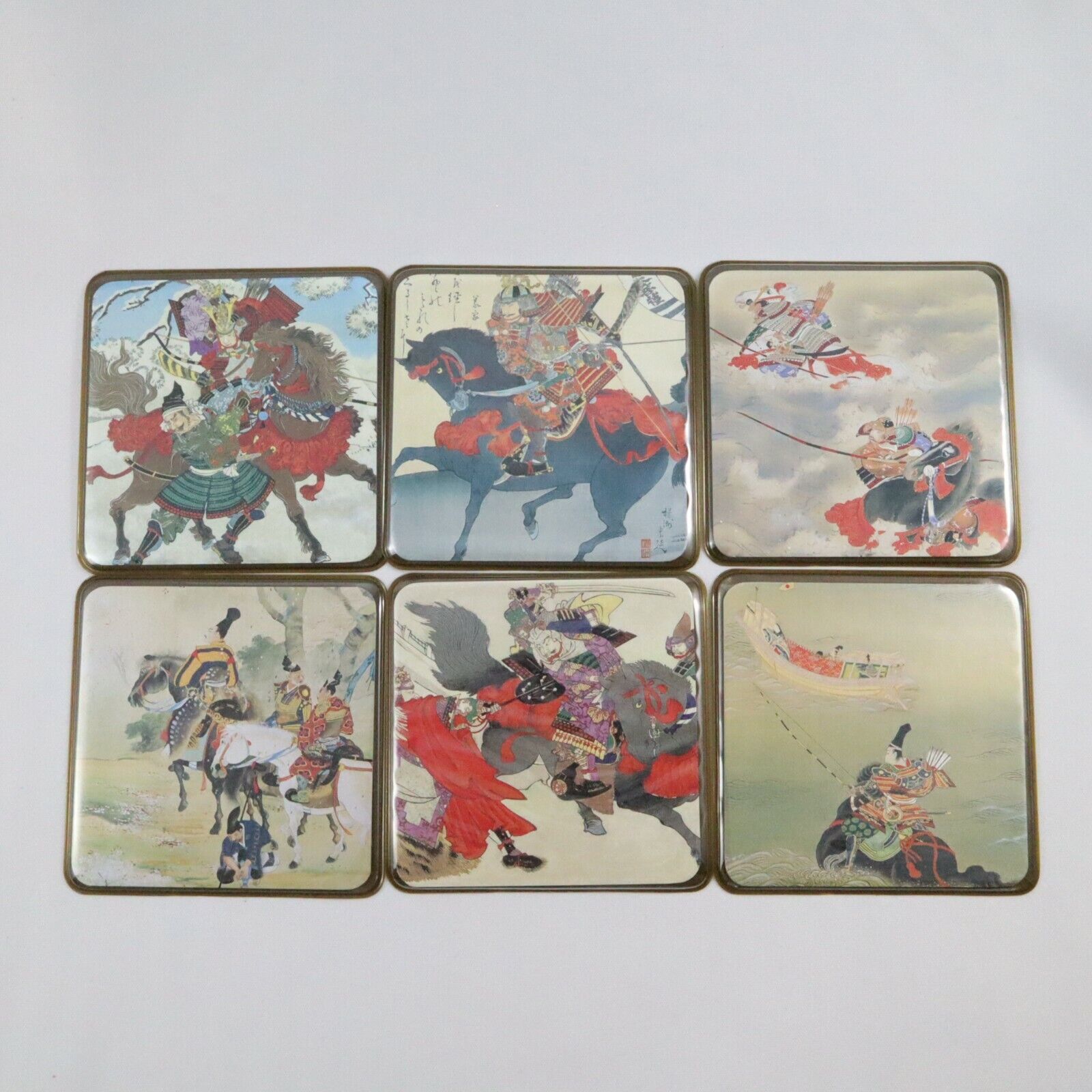 Japanese Coaster Six Medieval Warlord Busho Samurai 9cm x 9cm 3.54\