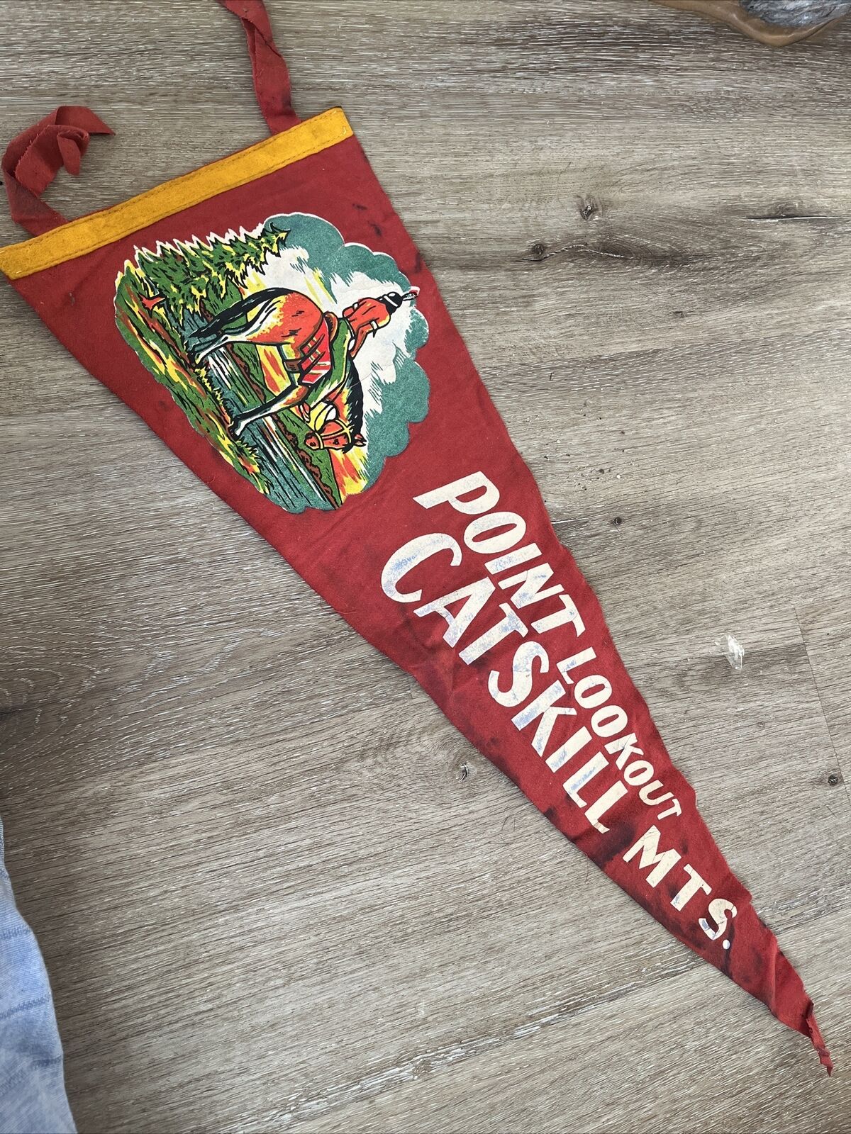 Rare 1960s Point Lookout Tower East Windham NY Catskills 25”  felt pennant
