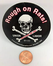 No Rats Rough On Rats Organized Union Labor Hard Hat Sticker Decal Skull Black picture